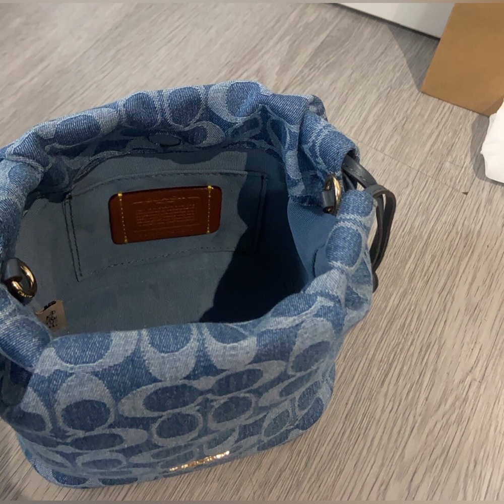 Coach Denim Signature Mini Crossbody Bucket Bag - Picture 7 of 9